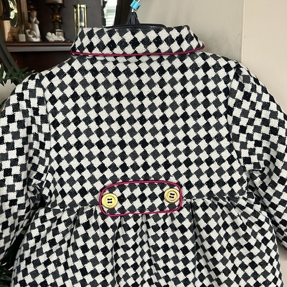 Brand New Penelope Mack Zip Up Pea Coat Black White Checkered Jacket & Hat - Picture 9 of 15